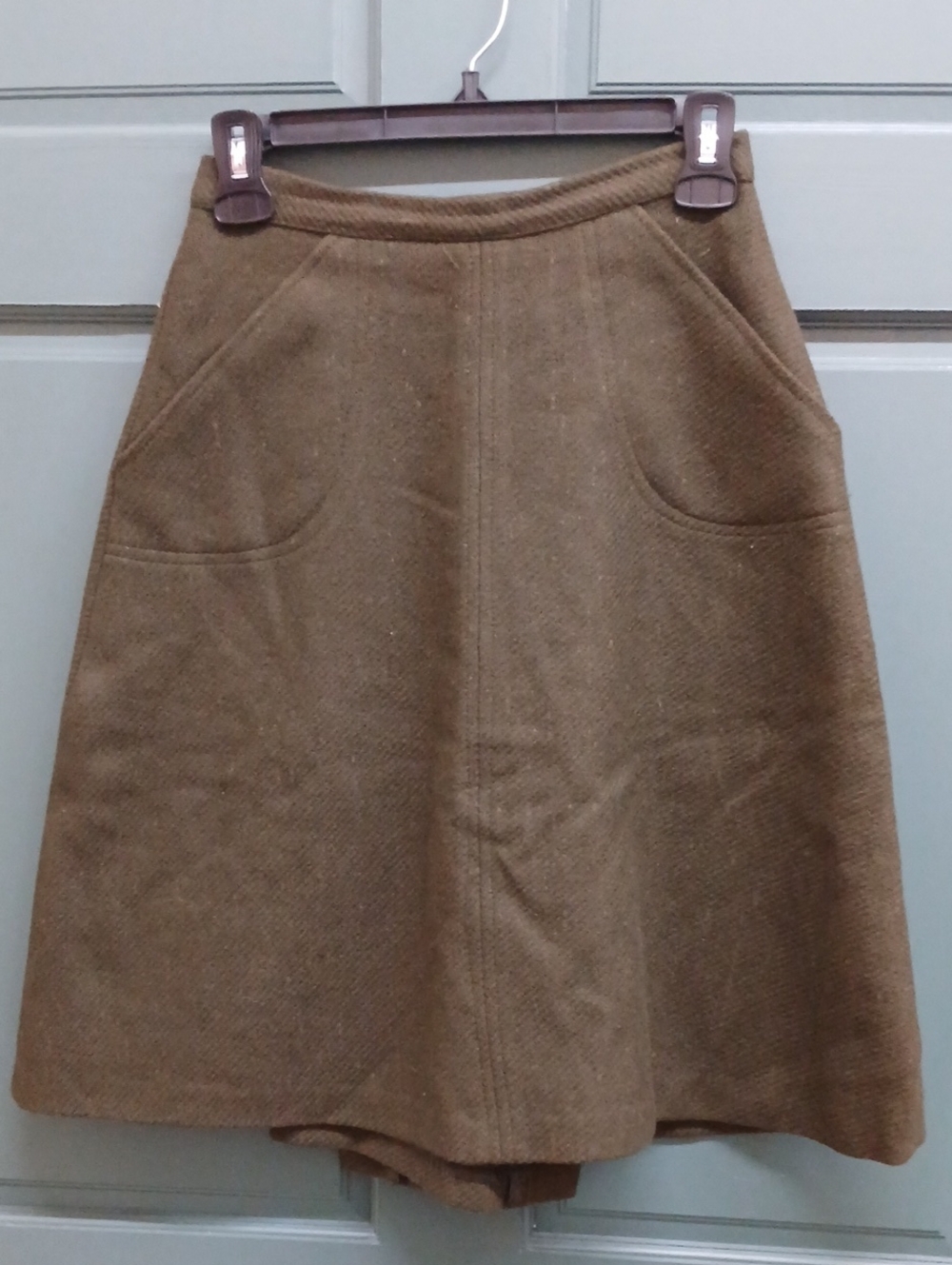 Vintage Wool A-Line Wrap Skirt Dark Green Size 10 Modern Extra Small